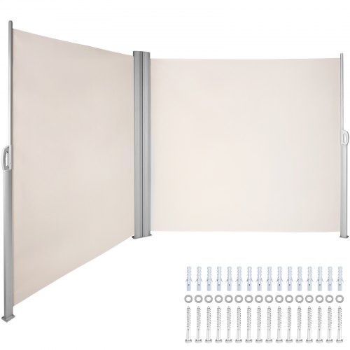 VEVOR Terrassen Windschutz 160 x 600 cm Rollo Seitenmarkise ausziehbar Cremeweiß für den privaten oder gewerblichen Gebrauch