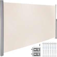 VEVOR Terrassen Windschutz Rollo 160 x 300 cm Cremeweiß Seitenmarkise ausziehbar für den privaten oder gewerblichen Gebrauch