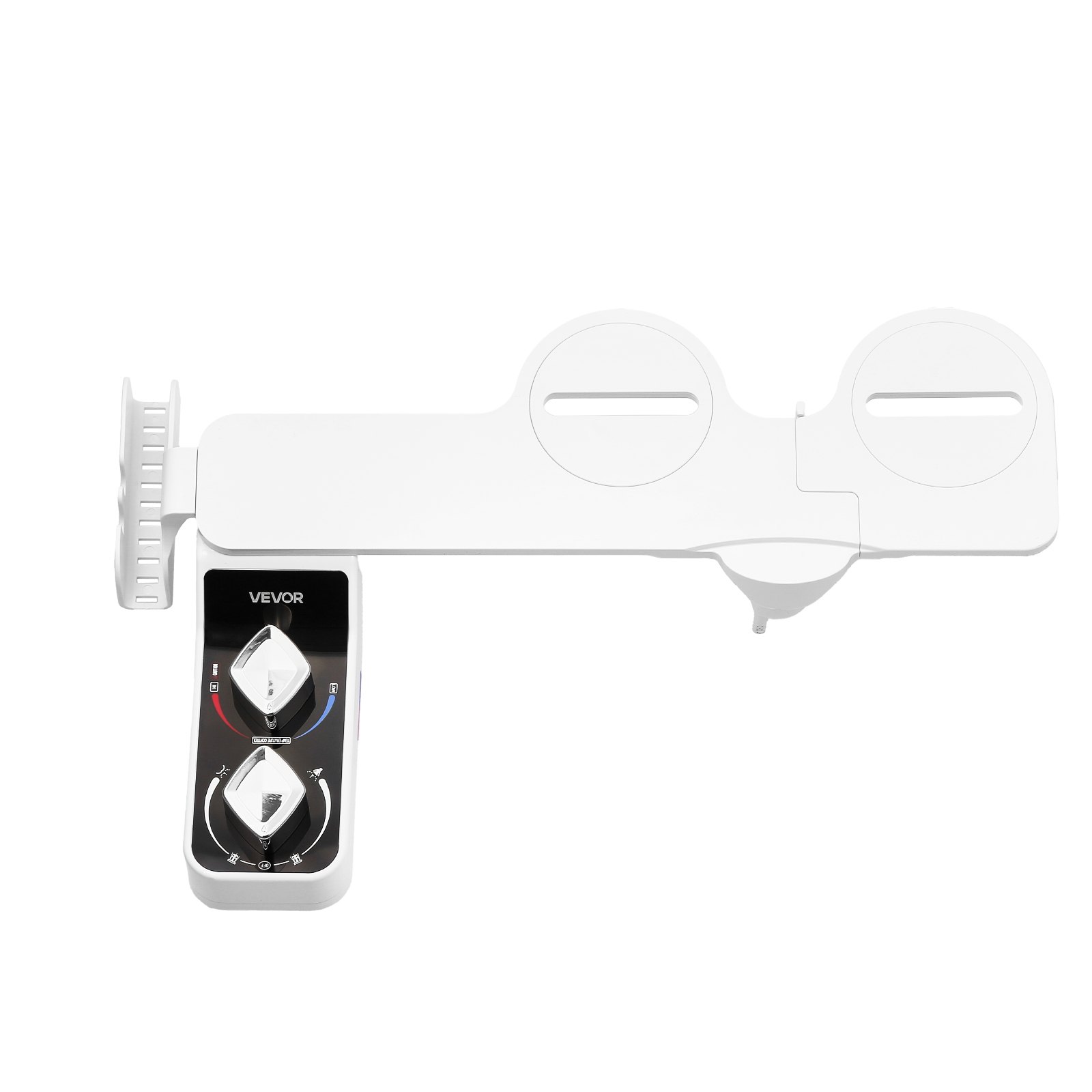 VEVOR Bidet-Toilettenaufsatz 7 mm ultradünner Toilettensitz-Aufsatz mit 2 einziehbaren Düsen (Kaltwasser / Warmwasser) & 2 Drehknöpfen & einstellbarm Wasserdruck für die Gesäß- und Intimwäsche