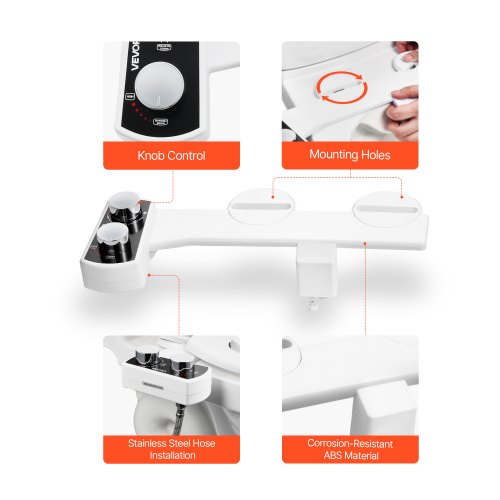 Nicht-elektrischer Bidet-Toilettensitz – Doppeldüsen Für Verlängerte Toiletten, Weiß, 48 Cm