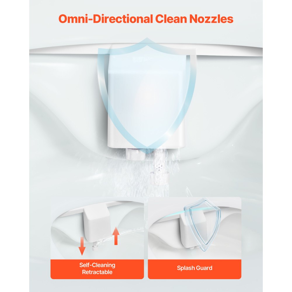 VEVOR Bidet-Toilettenaufsatz selbstreinigender Toilettensitz-Aufsatz mit 2 einziehbaren Düsen & einstellbarem Wasserdruck & Doppelknauf (Griff Stil), leicht zu installierender Kaltwassersprüher