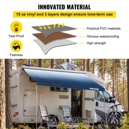 VEVOR Wohnmobil-Markise, Markisen-Ersatzstoff 524 x 240 cm, Blauer  Wohnmobil-Markisen-Ersatz, 15 Unzen Vinylmaterial-Ersatz-Markise,  Sonnenschutz & ...