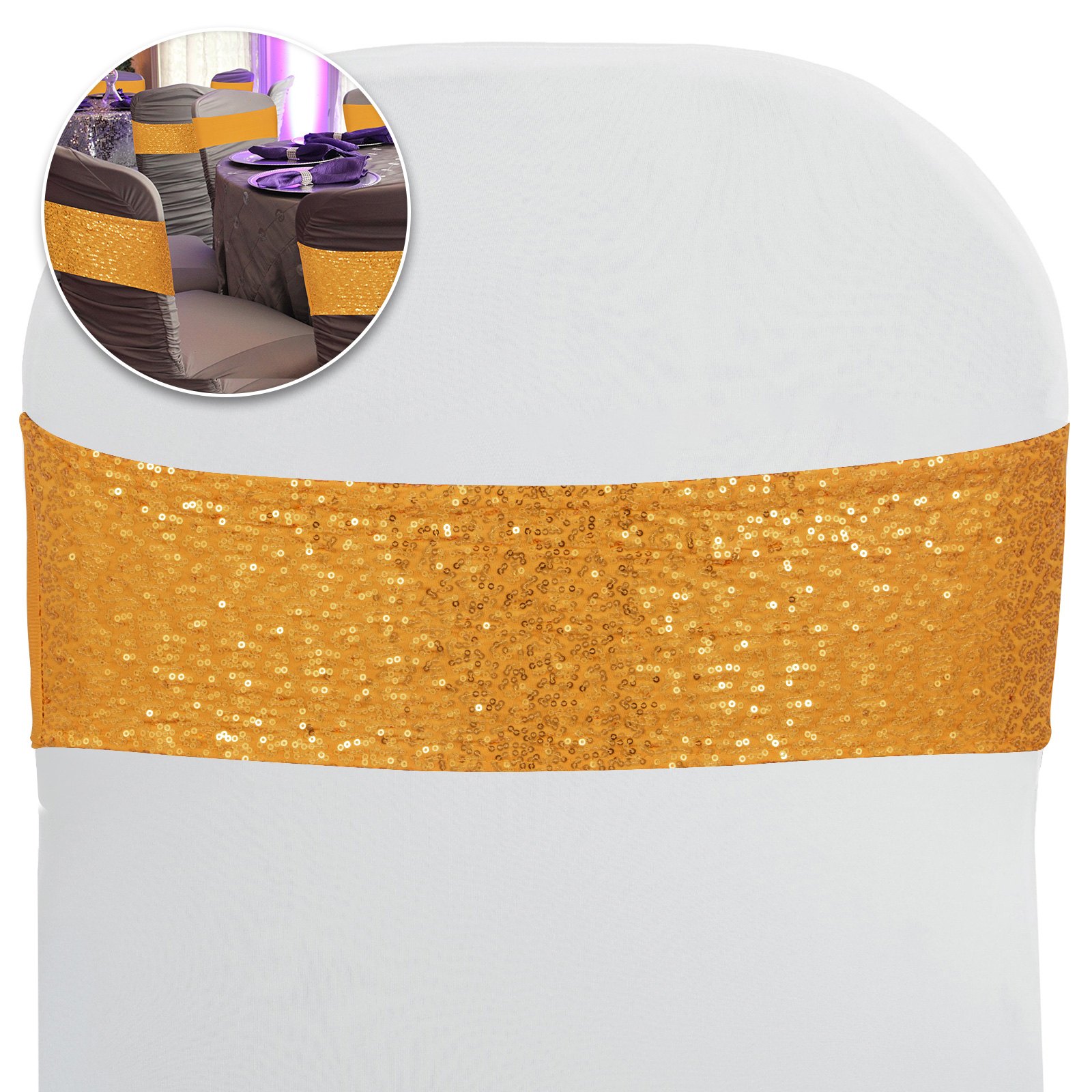 100pcs Stuhlschleifen Stretch Schleifen Stuhlhussen Jahrestag Stuhlbänder