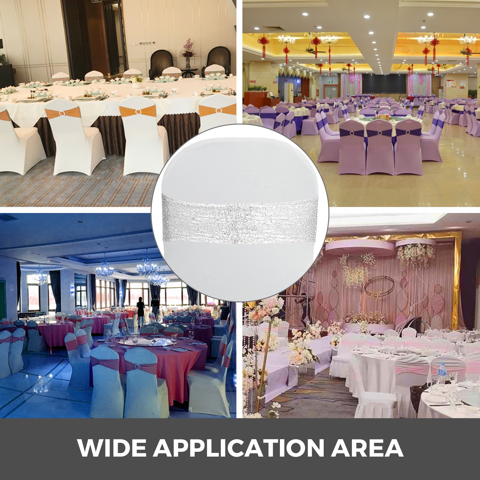 100pcs Stuhlschleifen Stretch Schleifen Stuhlhussen Schutzhülle Elastisch