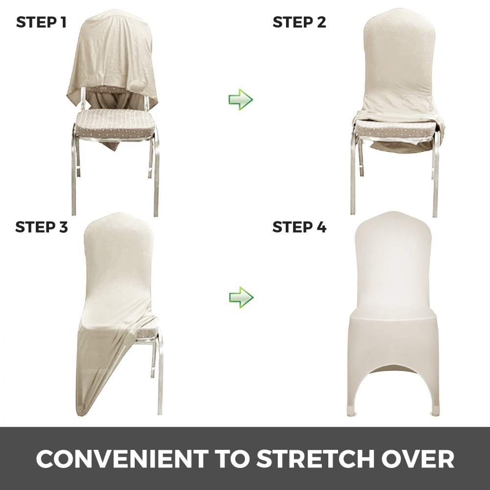 100x Stuhlhussen Stretch Elfenbein Stuhlbezug Stuhlüberzug Feiern Spandex Feiern