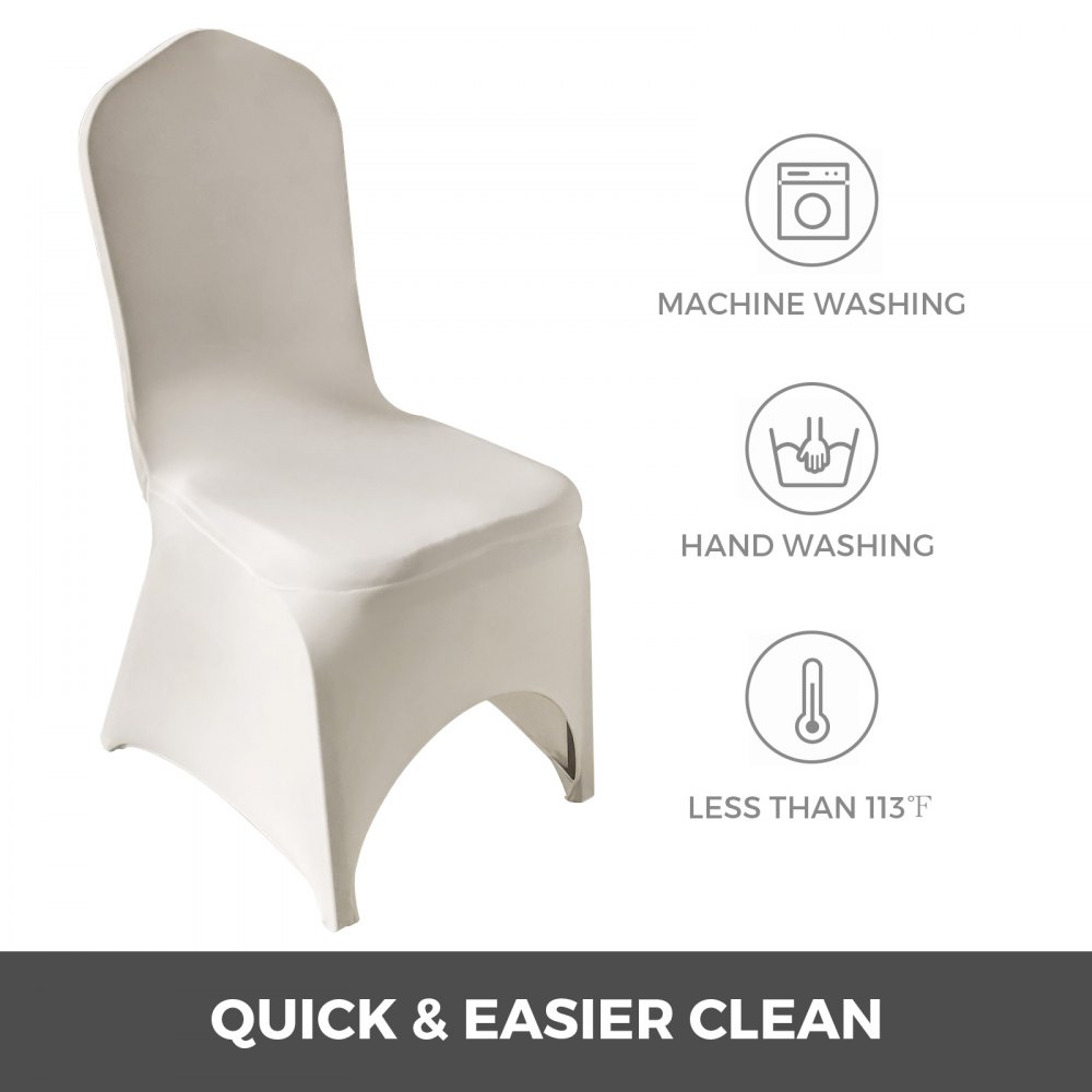 100x Stuhlhussen Stretch Elfenbein Stuhlbezug Stuhlüberzug Feiern Spandex Feiern