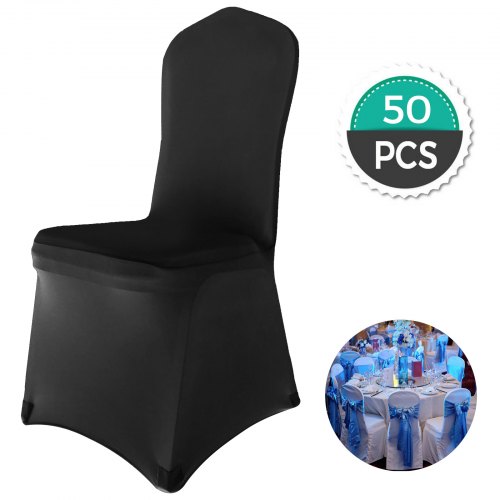 50x Stuhlhussen Schwarz Stretch Stuhlbezug Stuhlüberzug Flat Front Stühle Party