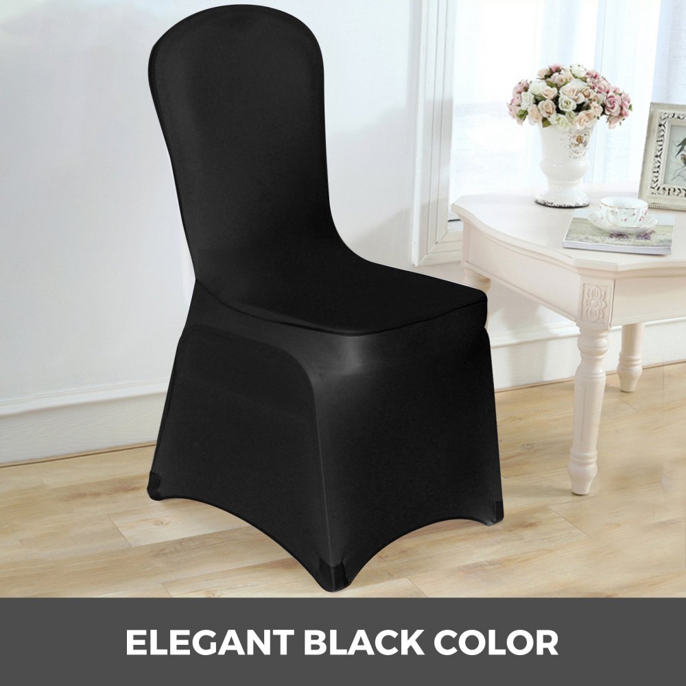 50x Stuhlhussen Schwarz Stretch Stuhlbezug Stuhlüberzug Flat Front Stühle Party