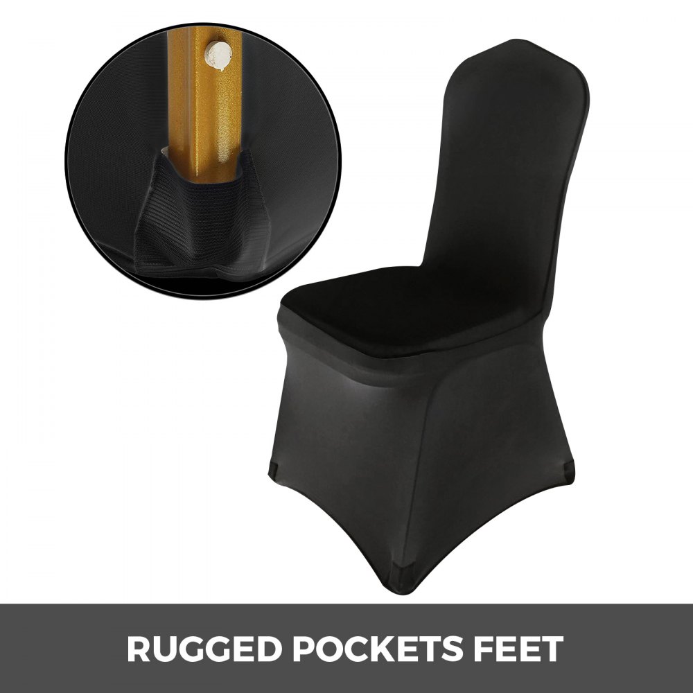 50x Stuhlhussen Schwarz Stretch Stuhlbezug Stuhlüberzug Flat Front Stühle Party