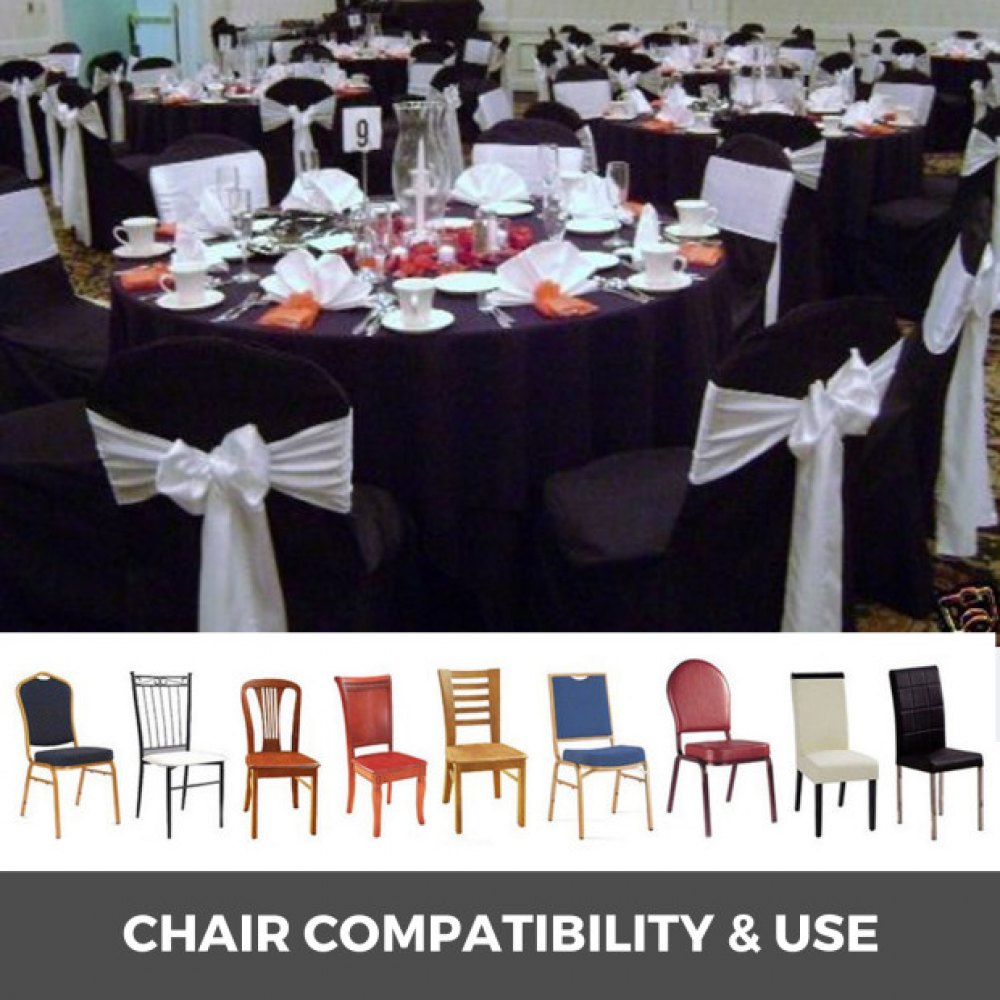 50x Stuhlhussen Schwarz Stretch Stuhlbezug Stuhlüberzug Flat Front Stühle Party