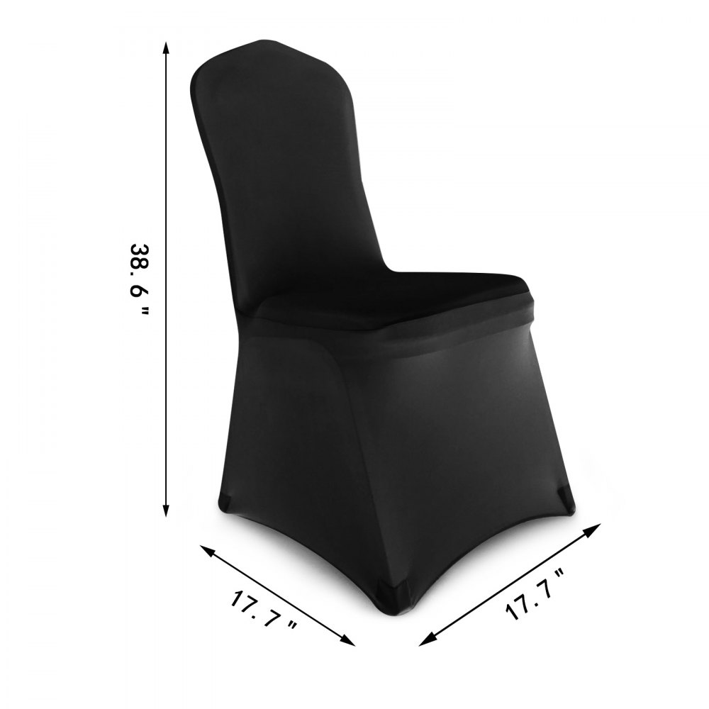 50x Stuhlhussen Schwarz Stretch Stuhlbezug Stuhlüberzug Flat Front Stühle Party