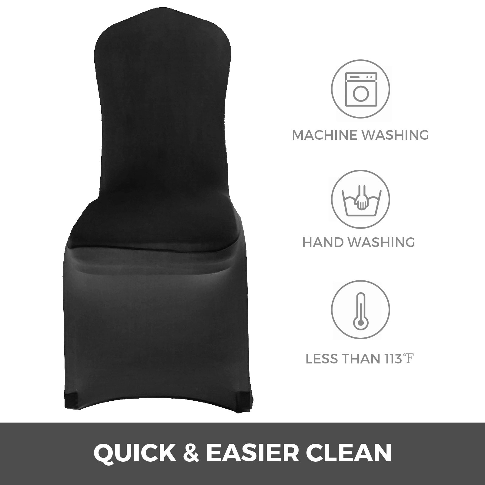 50x Stuhlhussen Schwarz Stretch Stuhlbezug Stuhlüberzug Flat Front Stühle Party