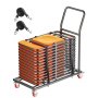 VEVOR Klappstuhlständer, 136 kg Tragkraft, L-förmiger horizontaler Stuhlwagen für 25 Stühle, robuster Stuhl-Aufbewahrungswagen aus Metall mit Gummirädern und -haltern, großer Stuhlhalter, Mattschwarz