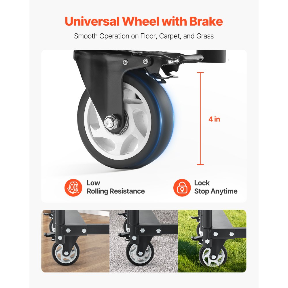 VEVOR Chair Trolley, Folding Chair Cart, 180 kg, for 5 Tables + 14 Chairs, Chair Storage Cart with Chair Holders, Swivel Casters & Locking Wheels, for Parties, Hotels, Matte Black