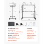VEVOR Folding Chair Stand, 361 kg Load Capacity, Chair Trolley for 84 Chairs/12 Tables, Double-Layer Chair Storage Trolley with Rubber Wheels and Holders, Large Chair Holder, Matte Black