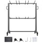VEVOR Folding Chair Stand, 361 kg Load Capacity, Chair Trolley for 84 Chairs/12 Tables, Double-Layer Chair Storage Trolley with Rubber Wheels and Holders, Large Chair Holder, Matte Black