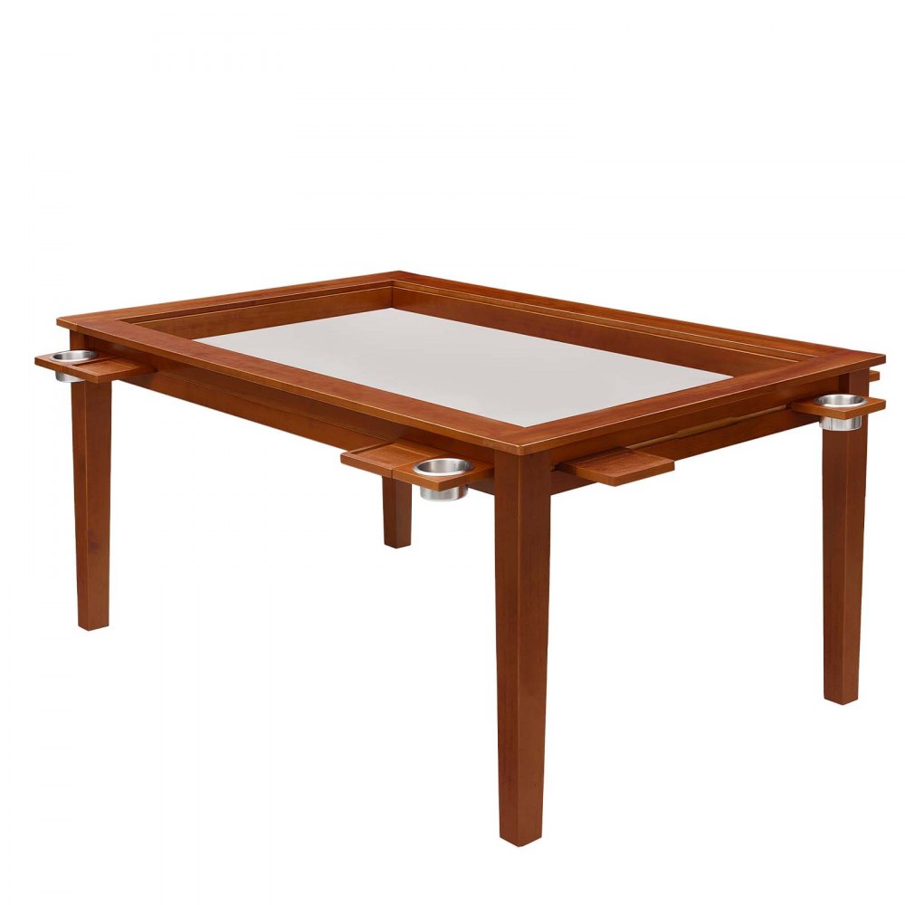VEVOR Brettspieltisch 160x100x76cm 2-in-1 Spiel- & Esstisch 200kg Belastbar, Geräumig für 6 Spieler, Massivholz, mit Abnehmbaren Tischplatten Getränkehaltern Leder-Spielmatte & Ausziehbaren Tabletts
