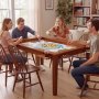 VEVOR Brettspieltisch 160x100x76cm 2-in-1 Spiel- & Esstisch 200kg Belastbar, Geräumig für 6 Spieler, Massivholz, mit Abnehmbaren Tischplatten Getränkehaltern Leder-Spielmatte & Ausziehbaren Tabletts