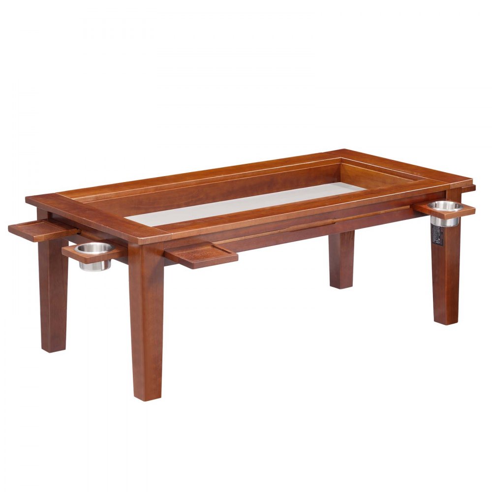 VEVOR Brettspieltisch 120x60x45cm 2-in-1 Spiel- & Esstisch 136kg Belastbar, Geräumig für 4 Spieler, Massivholz, mit Abnehmbaren Tischplatten Getränkehaltern Leder-Spielmatte & Ausziehbaren Tabletts