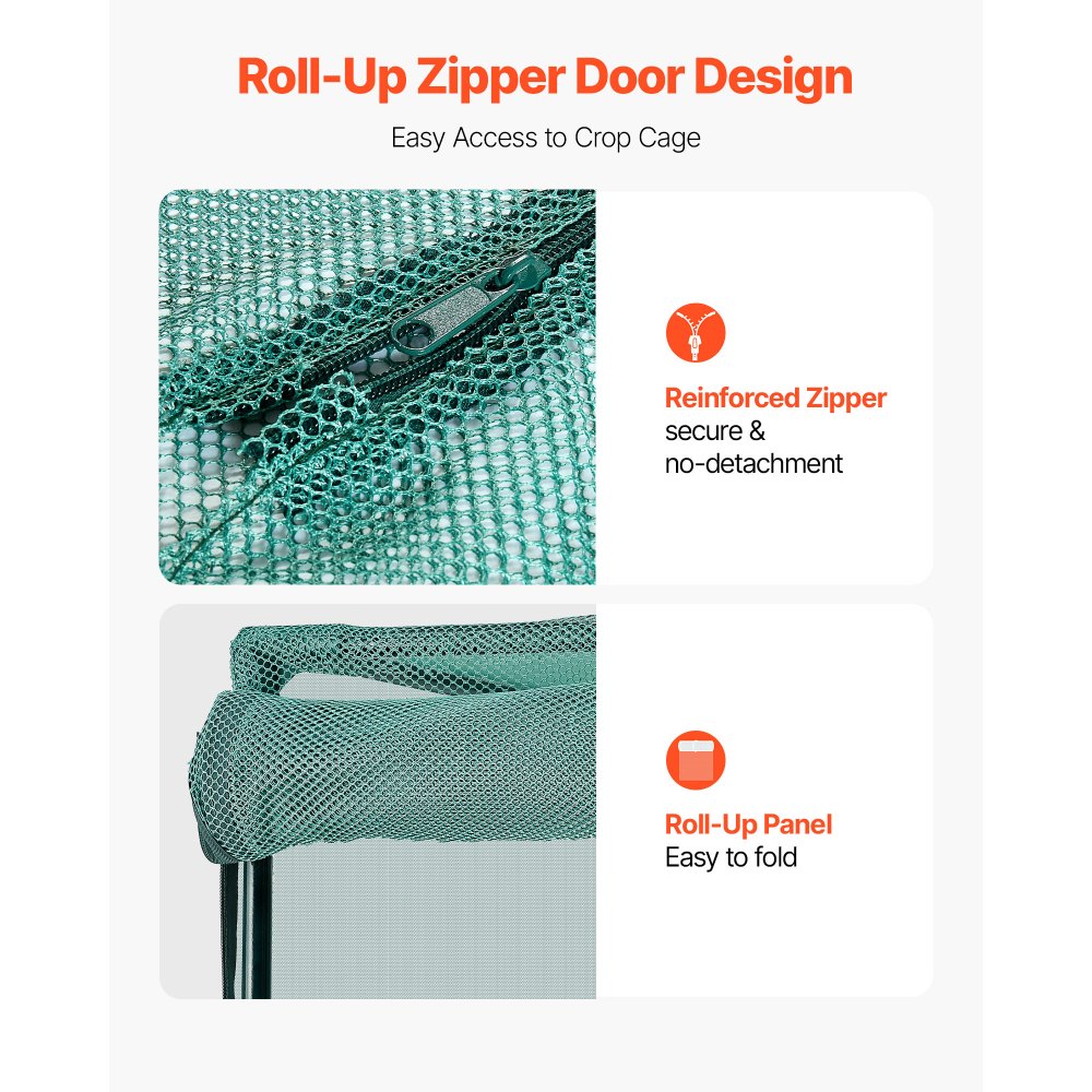 VEVOR Pflanzenschutzzelt, 1200x1200x1800 mm Pflanzenschutznetz, Tür mit Reißverschluss, windbeständig, hoher Pflanzenkäfig Gewächshaus für Hochbeete im Freien, für Garten, Terrasse & Rasen