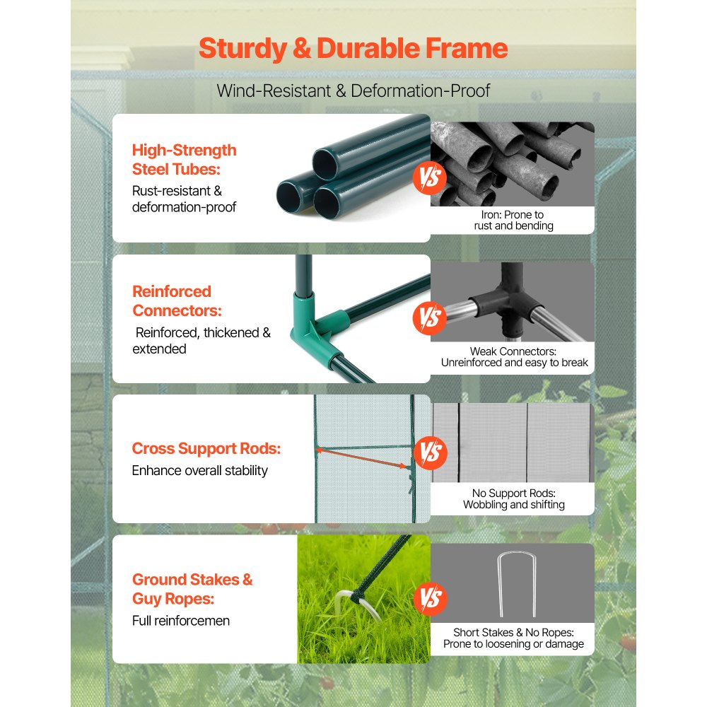 VEVOR Pflanzenschutzzelt, 2396x1200x1800 mm Pflanzenschutznetz, Tür mit Reißverschluss, Pflanzenkäfig für Hochbeete im Freien, Pflanzennetz Gewächshaus für Garten, Terrasse & Rasen