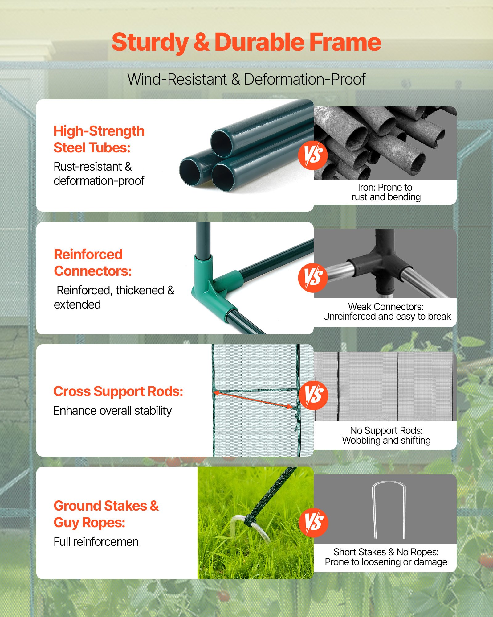 VEVOR Pflanzenschutzzelt, 2396x1200x1800 mm Pflanzenschutznetz, Tür mit Reißverschluss, Pflanzenkäfig für Hochbeete im Freien, Pflanzennetz Gewächshaus für Garten, Terrasse & Rasen