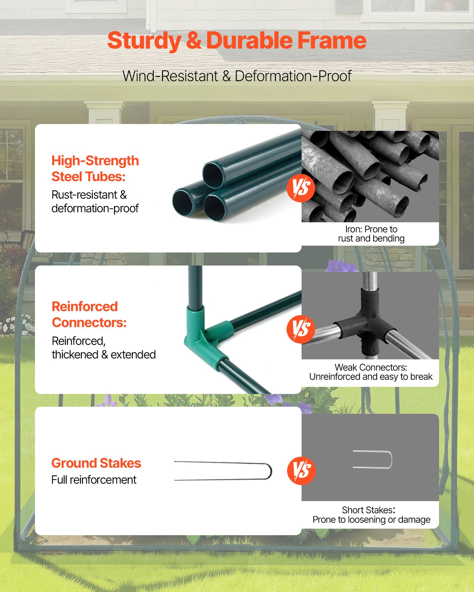VEVOR Pflanzenschutzzelt, 2489x1200x1200 mm Pflanzenschutznetz, Tür mit Reißverschluss, windbeständig, Pflanzenkäfig Gewächshaus für erhöhte Beete im Freien, Garten, Terrasse