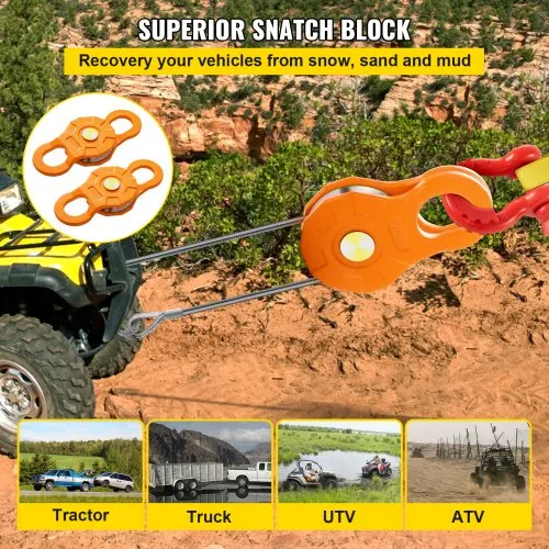 Seilwinden Umlenkrolle, 10 Tonnen Tragkraft, Flaschenzugsystem, Forstseilwinde funktioniert mit 10-14 mm Seil, Windenhaken-Zubehör, Offroad-Bergezubehör für LKW, Traktor, ATV, UTV | DE