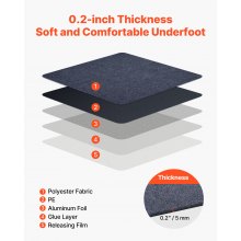 VEVOR Teppichfliesen 609,6 x 609,6 x 5 mm, 15er-Pack, selbstklebender Teppichboden mit Fläche von 5,5 m², Teppich Bodenbelag, einfacher DIY-Austausch für Wohnzimmer und Büro, Grau