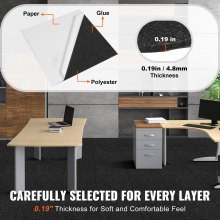 VEVOR Teppichfliesen zum Abziehen und Aufkleben, 61 x 61 cm, selbstklebende Teppichbodenfliesen, weich gepolsterte Teppichfliesen, DIY-Installation für Schlafzimmer, Wohnzimmer, (15 Stk., Schwarz)