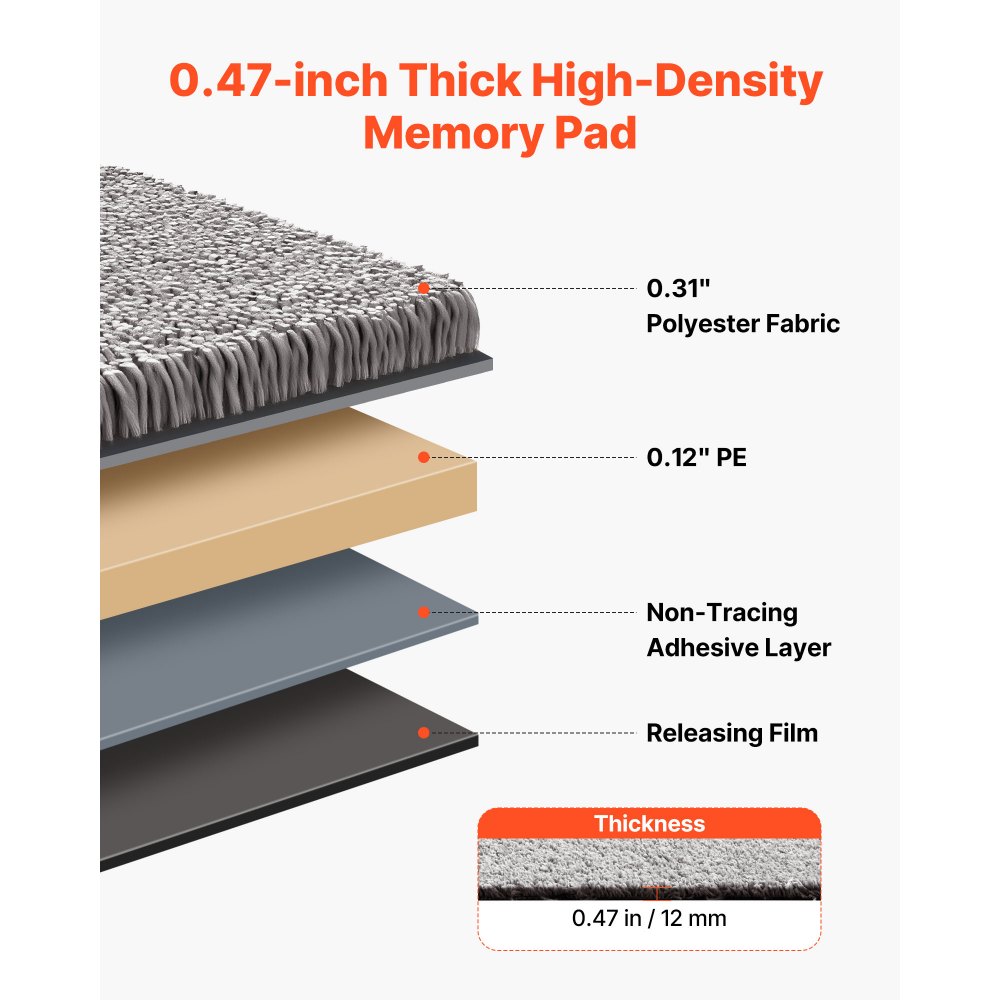 VEVOR Teppichfliesen 457,2 x 457,2 x 12 mm, 10er-Pack, selbstklebender Teppichboden mit Fläche von 2 m², Teppich Bodenbelag, einfacher DIY-Austausch für Wohnzimmer und Büro, Dunkelbraun