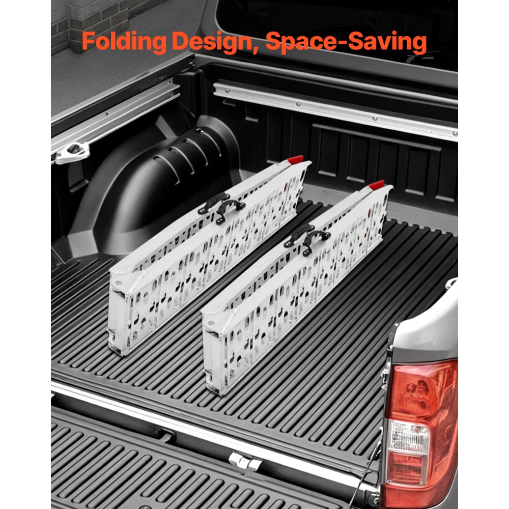 VEVOR Aluminium-Rampen 2-teilige Hochleistungsrampen Verladerrampe (680 kg belastbar) mit breiterer Rampenoberfläche, universelle stabile Laderampe mit Griffen, für ATV UTV Motorrad Elektrofahrrad