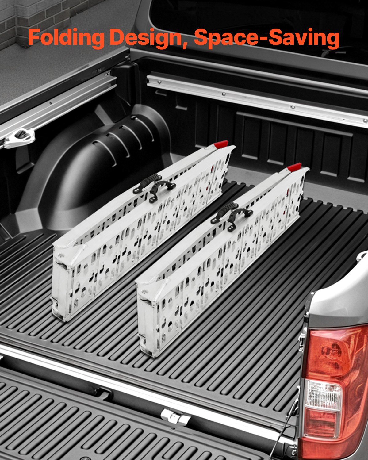 VEVOR Aluminium-Rampen 2-teilige Hochleistungsrampen Verladerrampe (680 kg belastbar) mit breiterer Rampenoberfläche, universelle stabile Laderampe mit Griffen, für ATV UTV Motorrad Elektrofahrrad