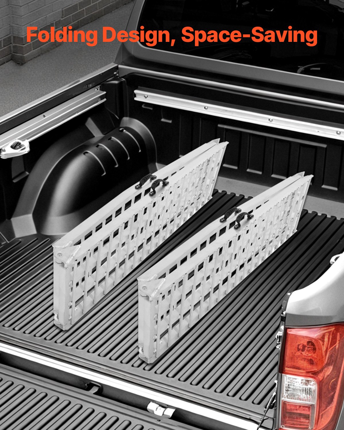 VEVOR Aluminium-Rampen 2-teilige Hochleistungsrampen Verladerrampe (907 kg belastbar) mit breiterer Rampenoberfläche, universelle stabile Laderampe mit Griffen, für ATV UTV Motorrad Elektrofahrrad