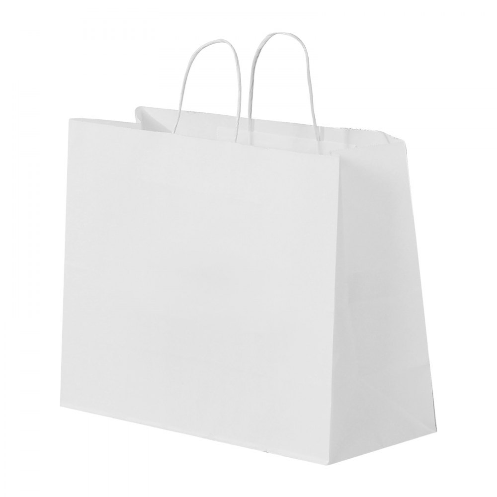 VEVOR Papiertragetaschen, 100er-Pack, Kraftpapiertüten mit Henkel, 406x152x308 mm, große wiederverwendbare Geschenktüten, Einkaufstaschen, für Geburtstage, Hochzeiten, Einkäufe, Geschenke, weiß
