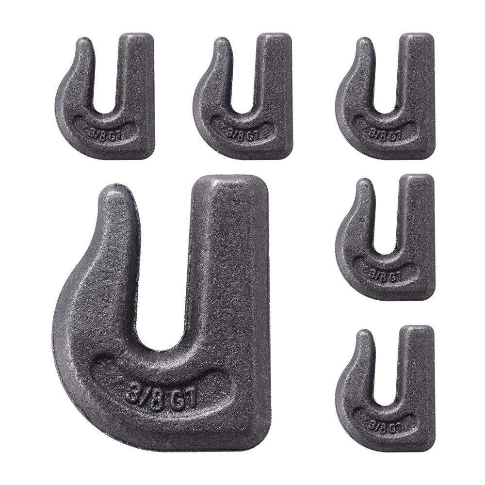 VEVOR Tractor Bucket Hook 7.93mm, 3/8 inch, Heavy Duty Weld-On Hook, G70 Forged Steel, Set of 6, Grab Hook, Compatible Weldable Tow Hook, for Crane, Chain Hoist, Forklift, 6803.88kg