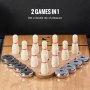 VEVOR Shuffleboard-Tisch, 11,5 Fuß Shuffleboard für Familienspielzimmer, 2-in-1-Shuffleboard- und Bowling-Kombispielset, mit kratzfestem Spielfeld, Beinen, 8 Pucks, Bowlingset, Wachs und Tischbürste