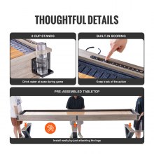 VEVOR Shuffleboard-Tisch, 11,5 Fuß Shuffleboard für Familienspielzimmer, 2-in-1-Shuffleboard- und Bowling-Kombispielset, mit kratzfestem Spielfeld, Beinen, 8 Pucks, Bowlingset, Wachs und Tischbürste
