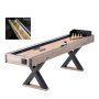 VEVOR Shuffleboard-Tisch, 9 Fuß langes Shuffleboard mit LED-Beleuchtung für das Familienspielzimmer, 2-in-1-Shuffleboard- und Bowling-Kombispielset, mit kratzfestem Spielfeld, Beinen, 8 Pucks, Bowlingset, Wachs, Bürste