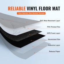 VEVOR Selbstklebende Vinyl-Bodenfliesen 990 x 60 cm, 1,5 mm dick, abziehen und aufkleben, weiße Marmorstruktur, DIY-Bodenbelag für Küche, Esszimmer, Schlafzimmer und Badezimmer