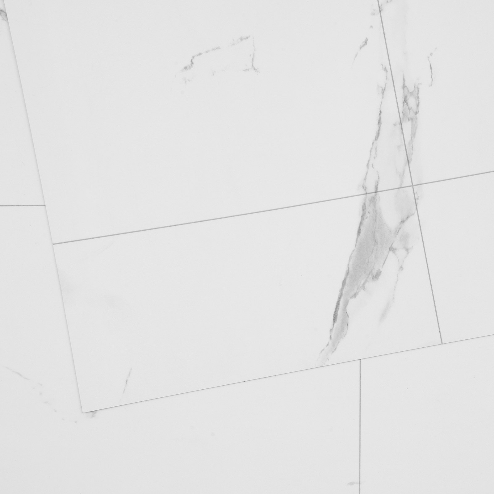 VEVOR Selbstklebende Vinyl-Bodenfliesen 990 x 60 cm, 1,5 mm dick, abziehen und aufkleben, weiße Marmorstruktur, DIY-Bodenbelag für Küche, Esszimmer, Schlafzimmer und Badezimmer