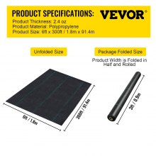 VEVOR Gartenvlies Unkrautvlies167m² Reißfestes Unkrautvlies 51g/m² Gartenvlies Unkrautschutzvlies mit hoher UV-Stabilisierung 91.4m x 1,83m