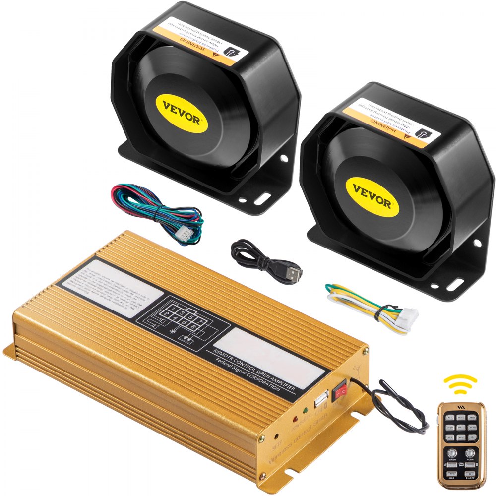 400W 8 Sound Loud Car Warning Alarm Police Fire Horn PA Speaker MIC System VEVOR DE