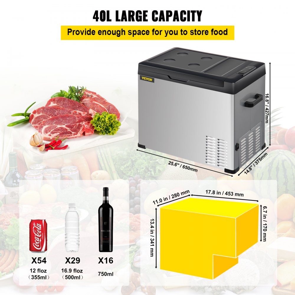HOMCOM Kühlbox Autokühlschrank elektrisch mit Kompressor für Camping, 50 l, 50L Kapazität