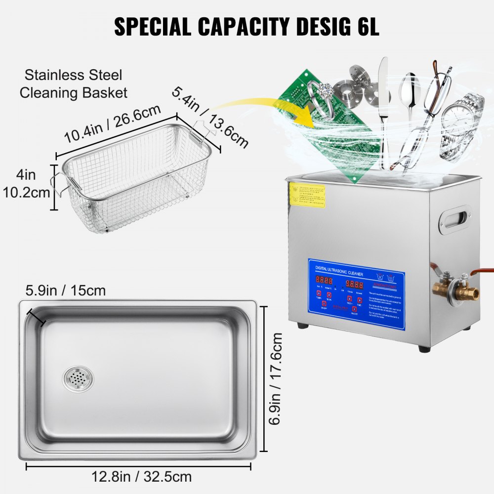 VEVOR Ultraschallreiniger JPS30A Ultraschall Reiniger 6L Ultrasonic