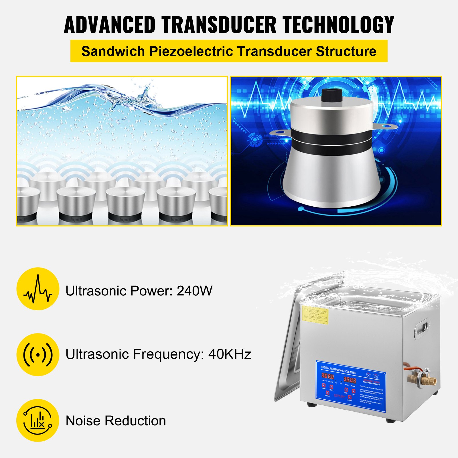 Ultraschallreinigungsgerät 10L, 250W Professioneller Ultraschallreiniger mit Heizung Timer 3 Reinigungsmodi, Edelstahl Ultraschall-Reiniger für Schmuck Brillen Industriezubeh Ultraschallreinigungsgerät 10L, 250W Professioneller Ultraschallreiniger mit Heizung Timer 3 Reinigungsmodi, Edelstahl Ultraschall-Reiniger für Schmuck Brillen Industriezubeh