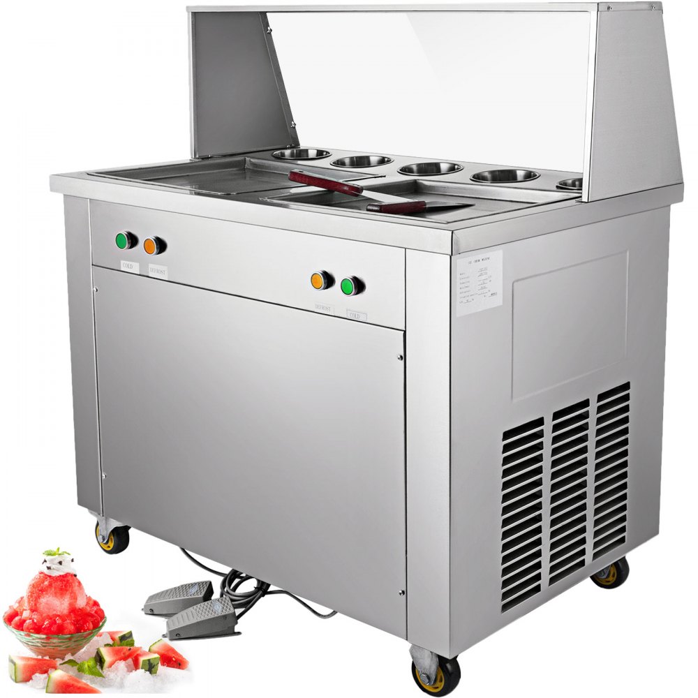 Doppelte Pfanne Gebratene Eiscreme Maschine Fünf Eimer Joghurt Milch ... Doppelte Pfanne Gebratene Eiscreme Maschine Fünf Eimer Joghurt Milch ...