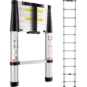 VEVOR3,2MTeleskopleiterRutschfesterKlappleiter48x9,5x76,5cmStehleiterEin-Knopf-RückzugMehrzweckleiterAluminiumlegierung170kgBelastbarkeitIdealfürHausreparaturenDekorationWandanstriche