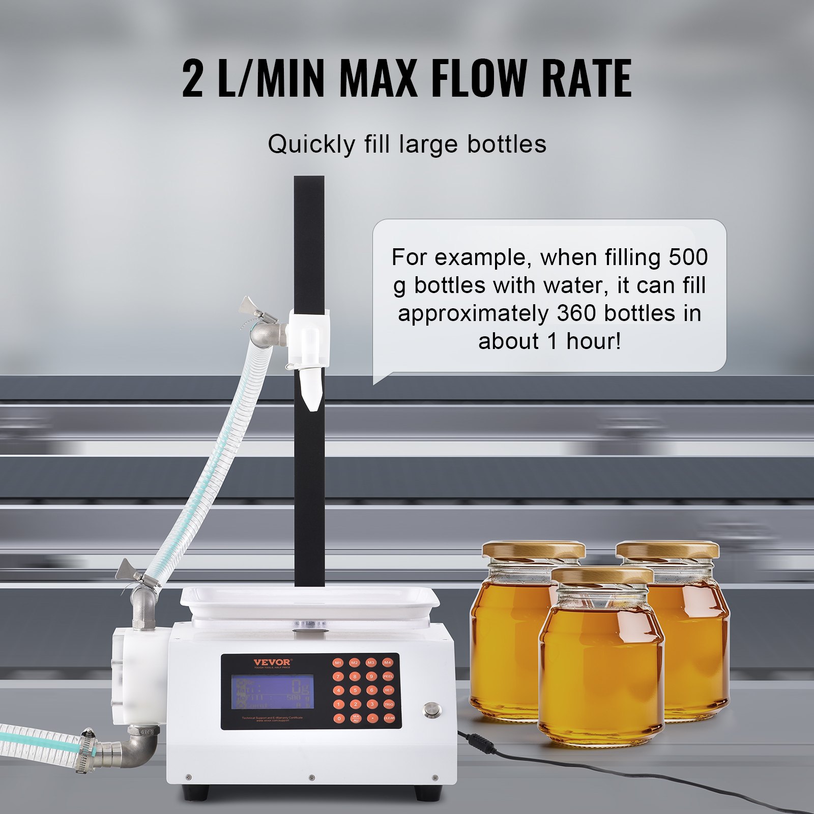 VEVOR 5–50ml Abfüllmaschine Manuell Flüssigkeitsabfüllmaschine aus lebensmittelechtem Elstahl 304 Silikon PTFE kompatibel mit 500-W-Luftkompressor Filling Machine Zum Abfüllen von Honig Öl Essenz  15