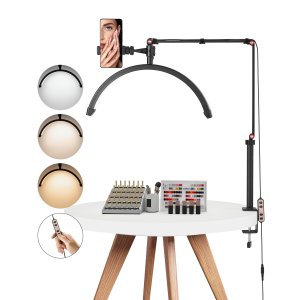 Halbmond-Schreibtischlampe Für Beauty – 25W, Helligkeit & Farbtemperatur Verstellbar (3000K-6500K), Für Wimpern, Nägel, Tattoo